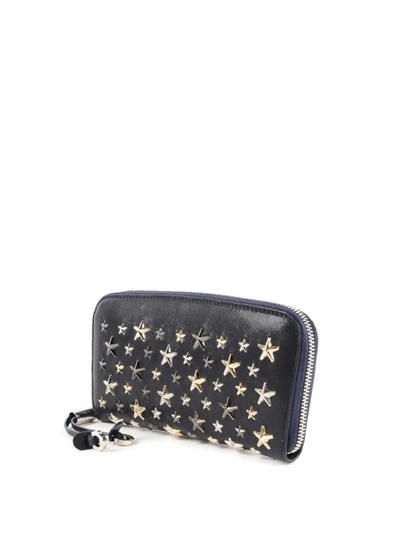 Shop Jimmy Choo Filipa Star Studded Leather Wallet In Dark Blue