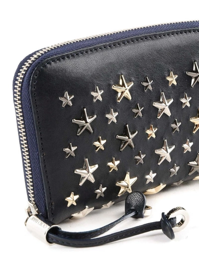 Shop Jimmy Choo Filipa Star Studded Leather Wallet In Dark Blue