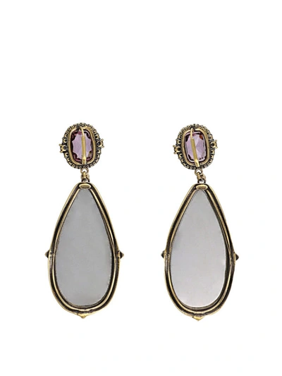 Shop Alexander Mcqueen Frame Pendant Earrings With Crystals In Gold