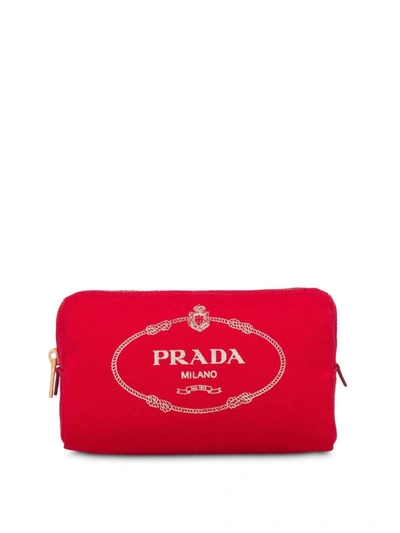 Shop Prada Logo Red Hemp Pouch