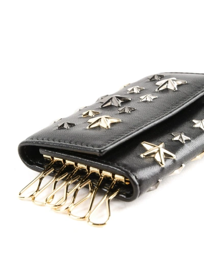 Shop Jimmy Choo Neptune Black Leather With Stars Keyholder