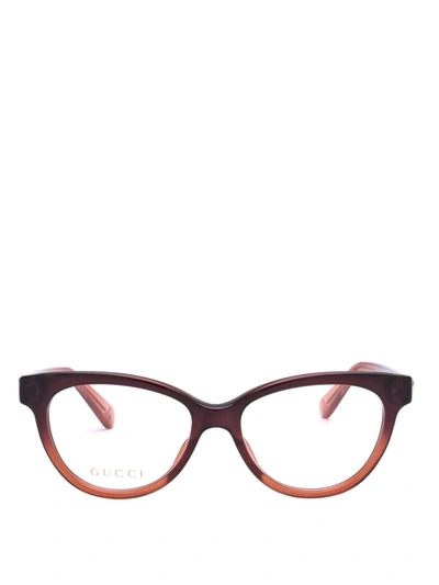 Shop Gucci Shaded Oval Optical Glasses In Brown