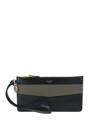 Shop Givenchy Gv3 Two-tone Card Case With Wrist Strap In Black