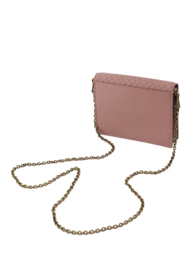 Shop Bottega Veneta Intrecciato Leather Chain Wallet In Pink