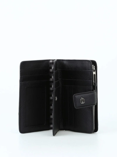 Shop Piquadro Leather Trifold Wallet With Coin Zip Pocket In Black