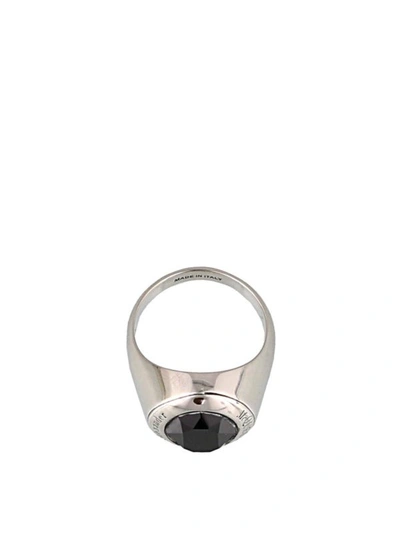 Shop Alexander Mcqueen Crystal Detailed Brass Ring In Silver