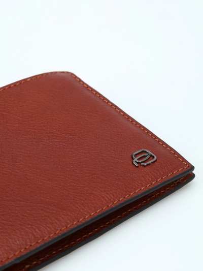Shop Piquadro Anti-fraud Shield Leather Wallet In Brown