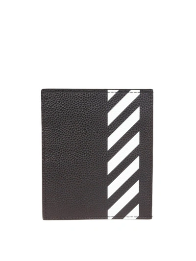 Shop Off-white Black Diag Print Leather Card Holder