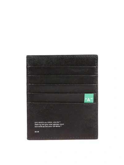Shop Off-white Black Diag Print Leather Card Holder