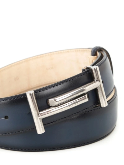 Shop Tod's Shaded Blue Leather Belt