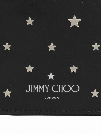 Shop Jimmy Choo Scott Star Studded Leather Wallet In Black