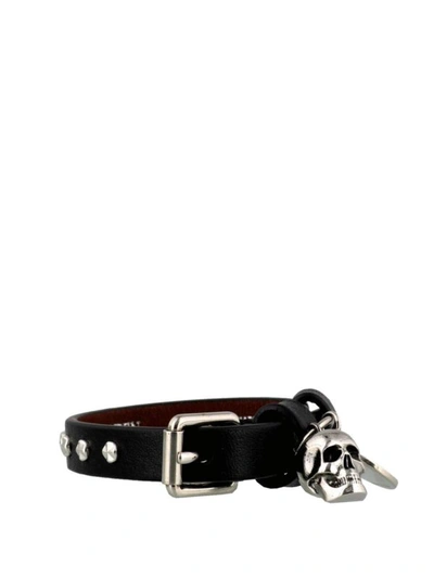 Shop Alexander Mcqueen Skull Studs Detail Bracelet In Black