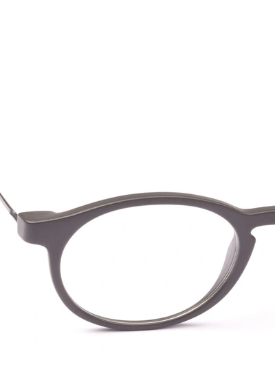 Shop Giorgio Armani Matte Grey Acetate Panto Eyeglasses In Dark Grey