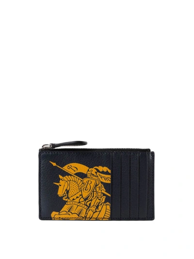 Shop Burberry Two-tone Grainy Leather Cardholder In Dark Blue