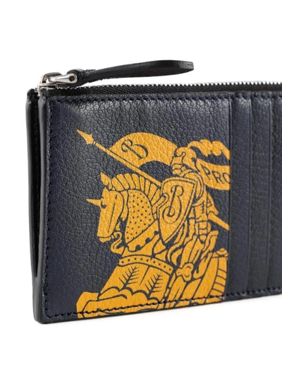 Shop Burberry Two-tone Grainy Leather Cardholder In Dark Blue