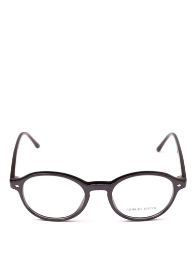Shop Giorgio Armani Black Acetate Round Eyeglasses