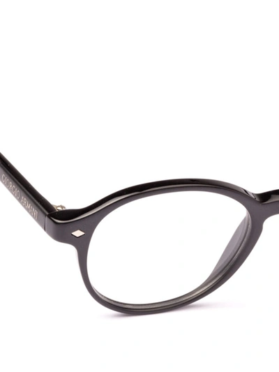 Shop Giorgio Armani Black Acetate Round Eyeglasses
