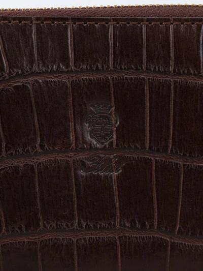 Shop Felisi Brown Croco Print Leather Zip-around Wallet In Dark Brown