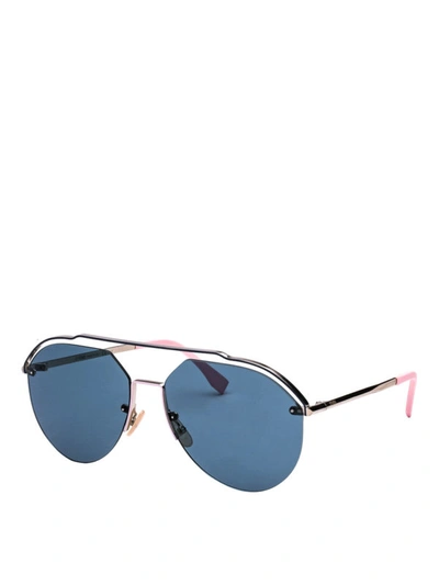 Shop Fendi Fancy Blue Aviator Sunglasses