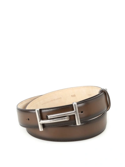 Shop Tod's Shaded Dark Brown Leather Belt