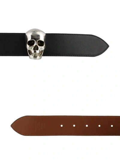 Shop Alexander Mcqueen Skull Black Leather Belt