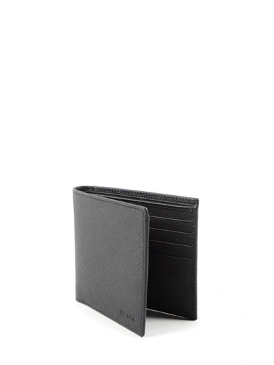 Shop Prada Saffiano Leather Bi-fold Wallet In Black
