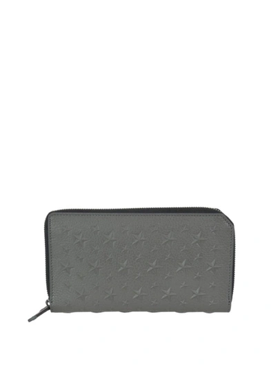 Shop Jimmy Choo Carnaby Star Studded Leather Wallet In Grey