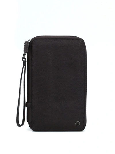 Shop Piquadro Multipurpose Leather Wallet In Dark Brown