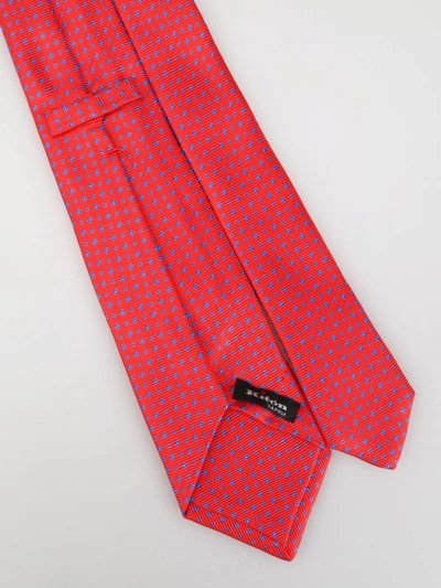 Shop Kiton Geometric Pattern Red Silk Tie