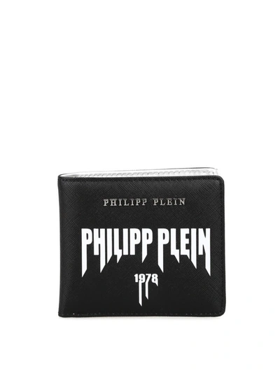 Shop Philipp Plein Rock Pp Saffiano Faux Leather Wallet In Black