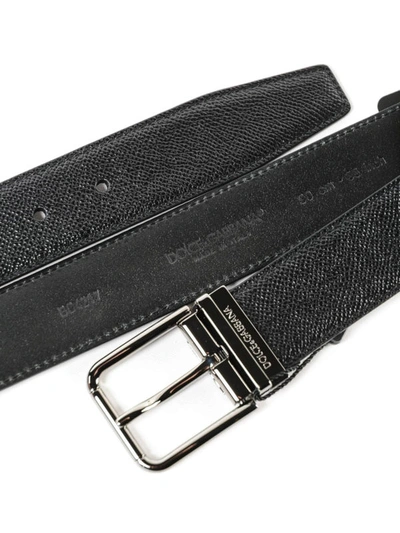 Shop Dolce & Gabbana Black Dauphine Leather Belt