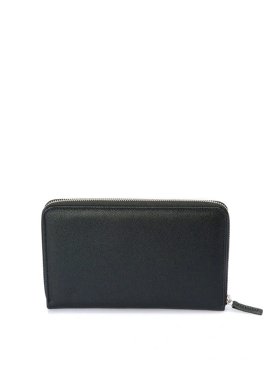 Shop Corneliani Leather Zip Around Wallet In Black