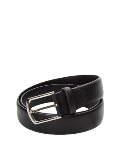 Shop Brioni Calf Leather Belt In Black