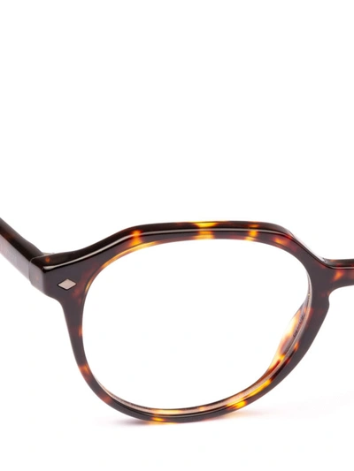 Shop Giorgio Armani Havana Shiny Acetate Geometric Eyeglasses In Brown