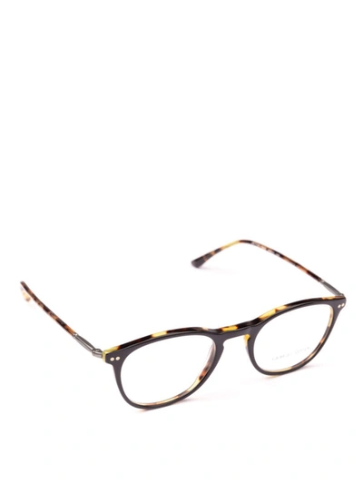 Shop Giorgio Armani Black And Havana Panto Eyeglasses