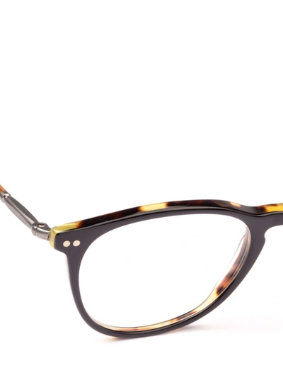 Shop Giorgio Armani Black And Havana Panto Eyeglasses