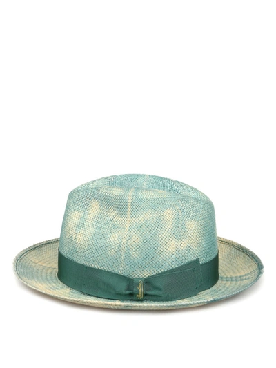 Shop Borsalino Quito Panama Faded Effect Straw Hat In Green