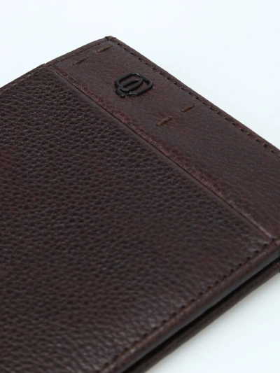 Shop Piquadro Dark Brown Leather Bifold Wallet