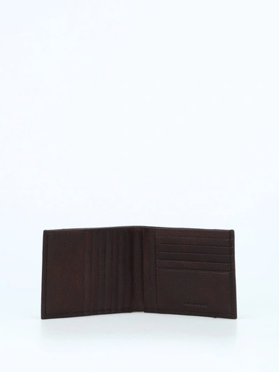 Shop Piquadro Dark Brown Leather Bifold Wallet