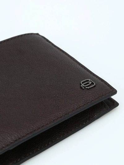Shop Piquadro Anti-fraud Shield Brown Wallet In Dark Brown