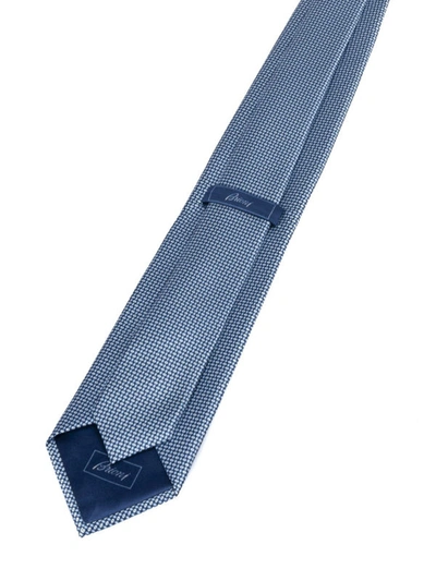 Shop Brioni Micro Patterned Blue Silk Tie