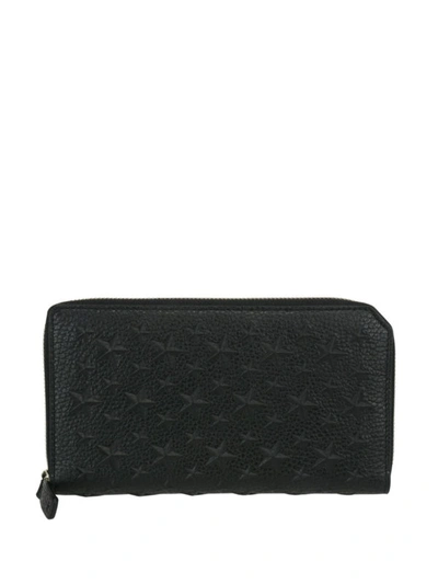 Shop Jimmy Choo Carnaby Embossed Stars Wallet In Black