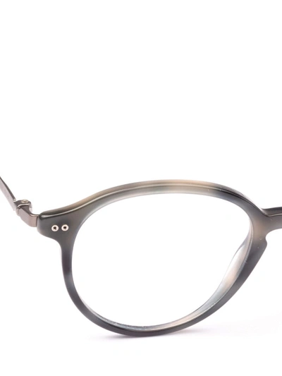 Shop Giorgio Armani Blue Tortoiseshell Panto Eyeglasses