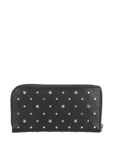 Shop Jimmy Choo Abiko Star Studded Leather Wallet In Black