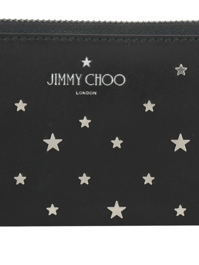 Shop Jimmy Choo Abiko Star Studded Leather Wallet In Black