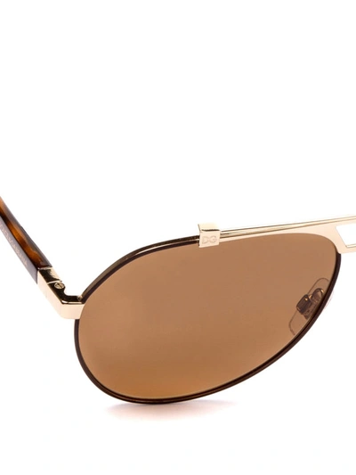Shop Dolce & Gabbana Aviator Sunglasses With Tortoise Temples In Brown