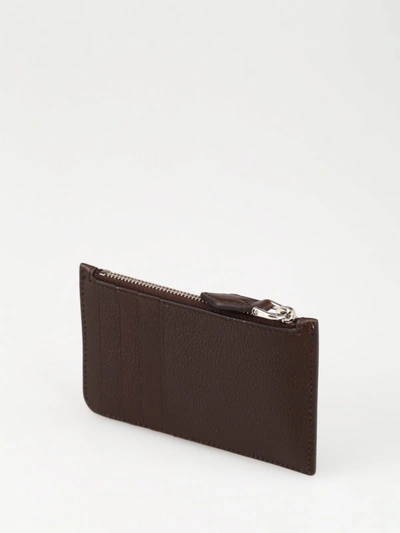 Shop Tod's Double T Brown Leather Zip Card Case