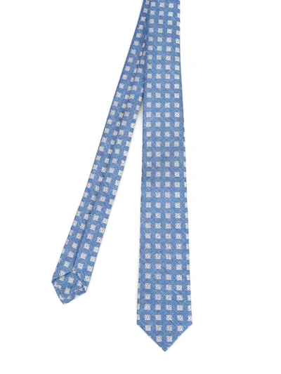 Shop Kiton Geometrical Pattern Blue Tie