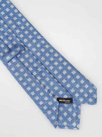 Shop Kiton Geometrical Pattern Blue Tie