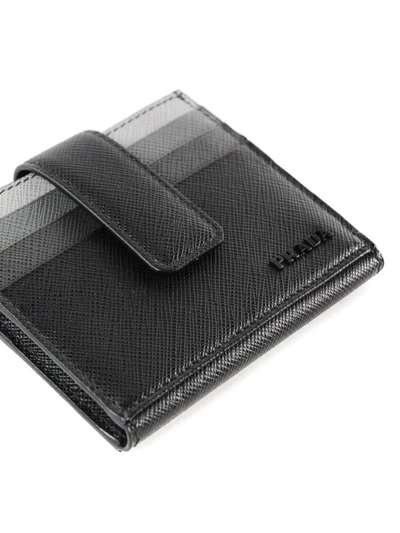 Shop Prada Black And Shaded Grey Leather Card Holder